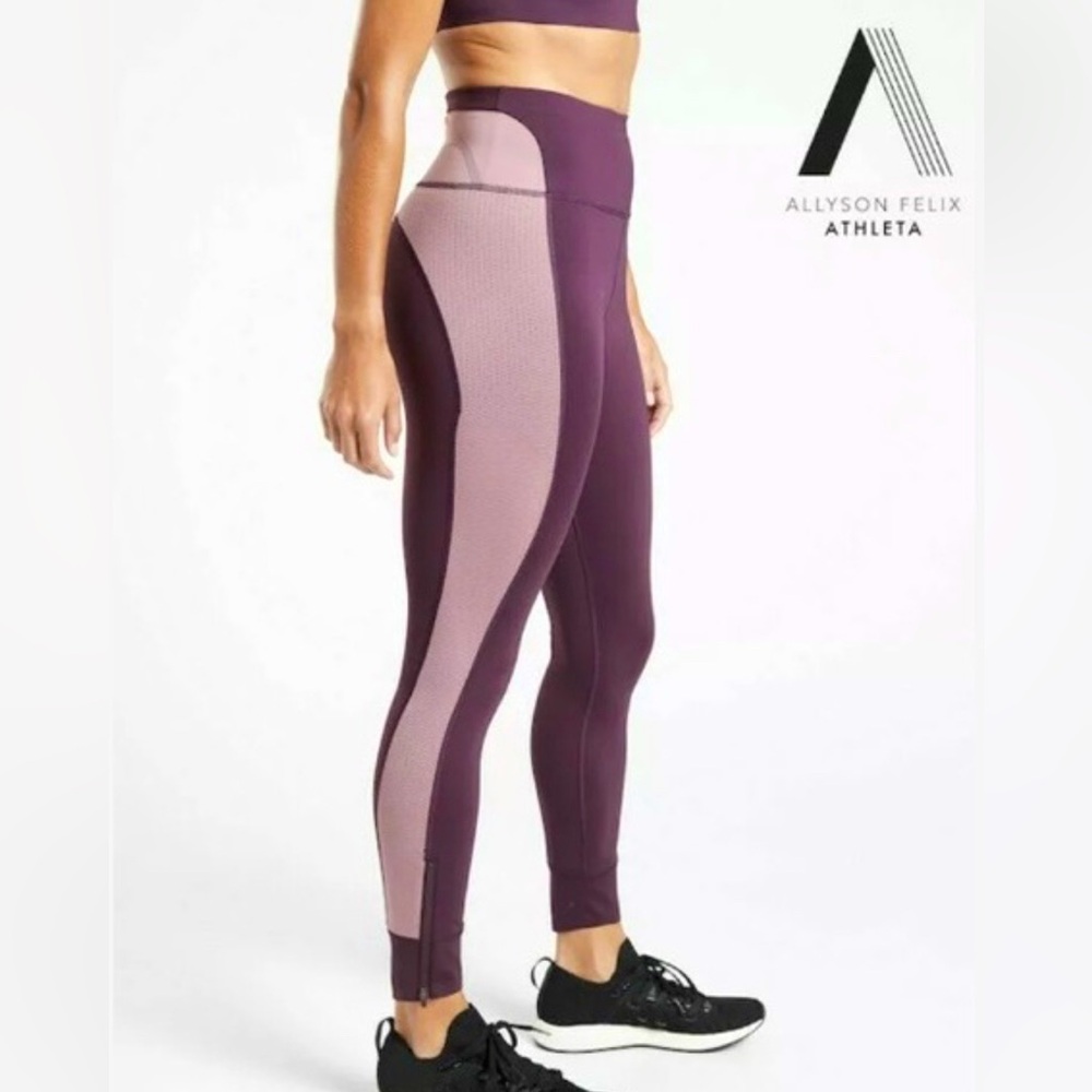 Athleta Allyson Felix Legend Mesh 7/8 Tights in size XS Purple